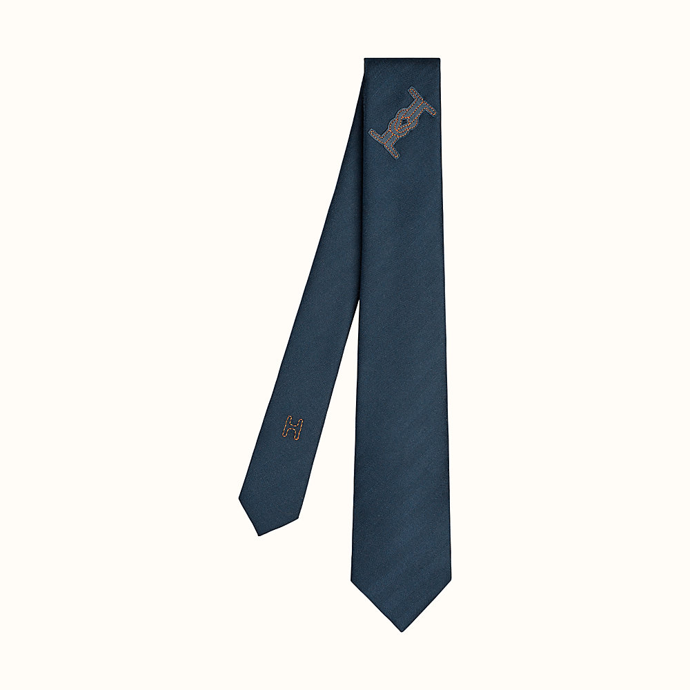 H Marin leather patch detail tie Hermès Sweden